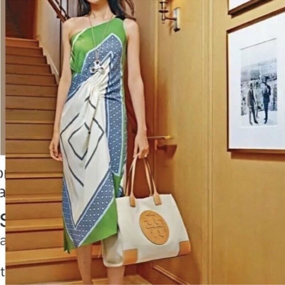 TORY BURCH SLOANE DRESS 46820 Light Chambray Octagon Square size 2 NWT - Picture 10 of 15